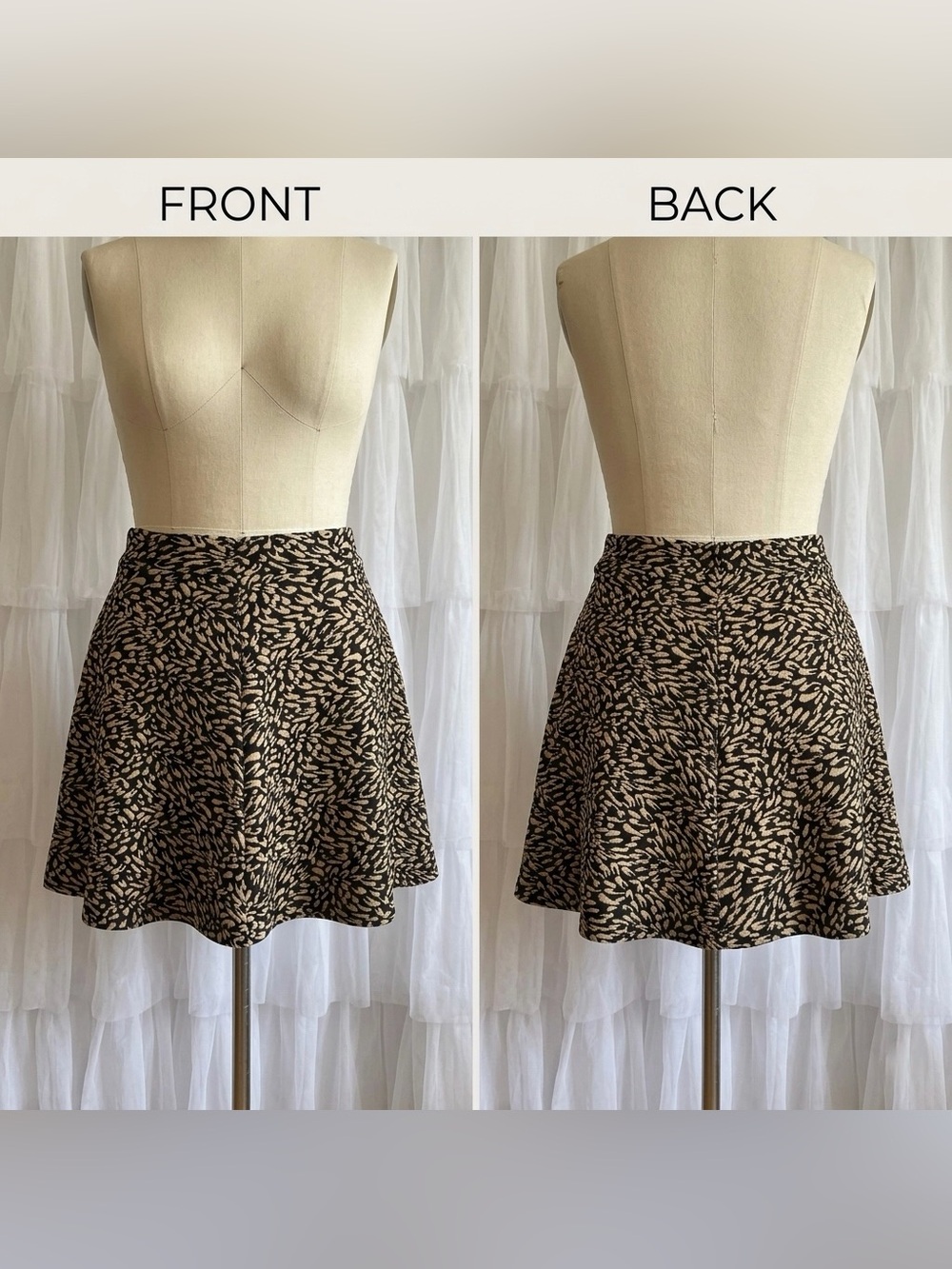 Connection 18  Women’s Black with Tan Pattern Skirt Size Large
